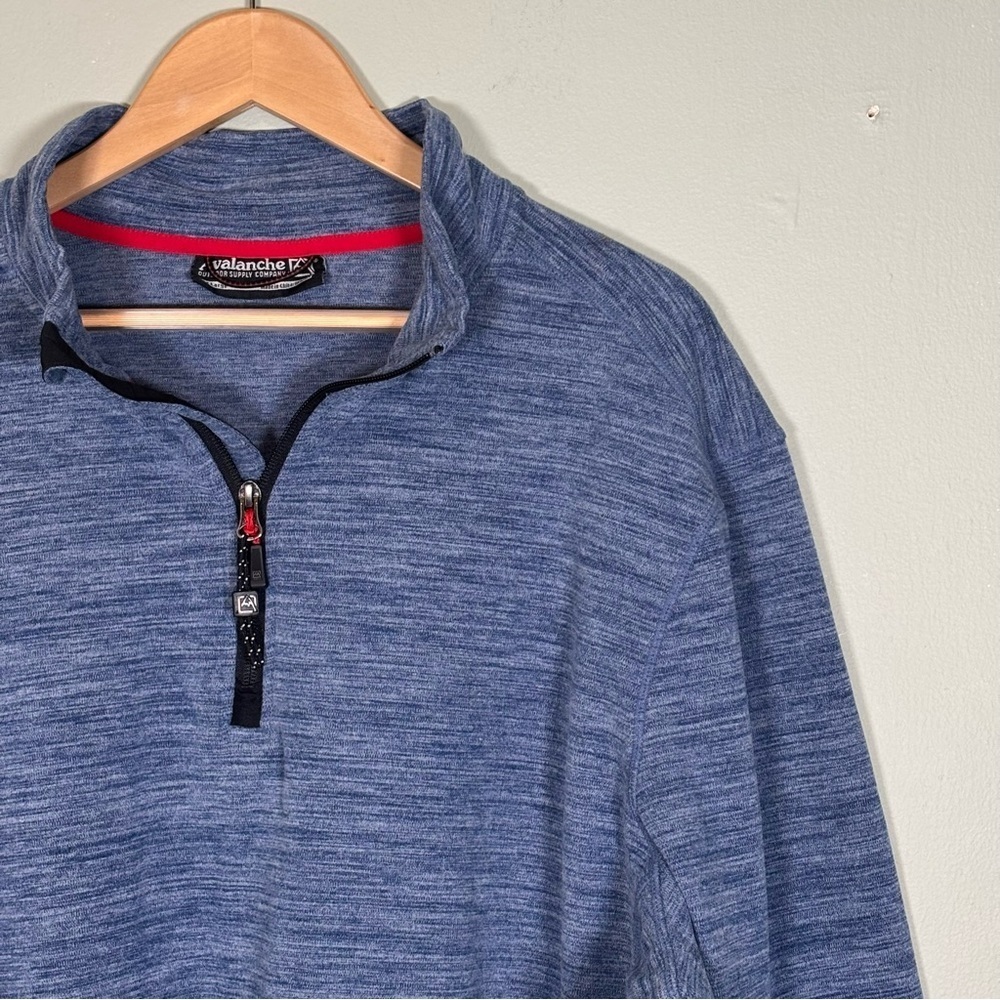 Avalanche 1/4 Quarter Zip Stand Up Collar Fleece Pullover-Blue-Men Size XXL
